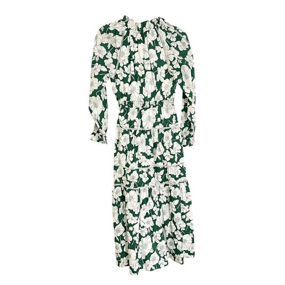 Tuckernuck Hyacinth House Green White Floral Tiered Presley Maxi Midi Dress - Picture 5 of 5